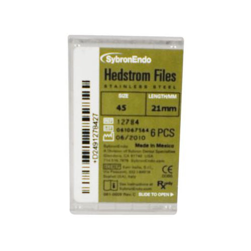 Kerr Dental 12784 SybronEndo Hedstrom Files Stainless Steel 21mm #45 6/Bx Kerr Dental 12784 SybronEndo Hedstrom Files Stainless Steel 21mm #45 6/Bx
